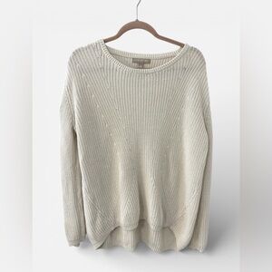 Banana Republic Cream Knit Cotton Crewneck Sweater Medium